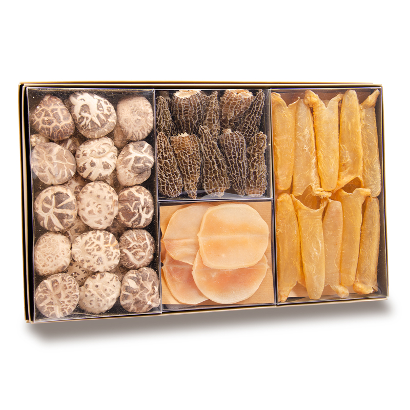 60D015(四喜臨門)禮盒_花菇190克_螺片75克_羊肚菌20克_花膠75克